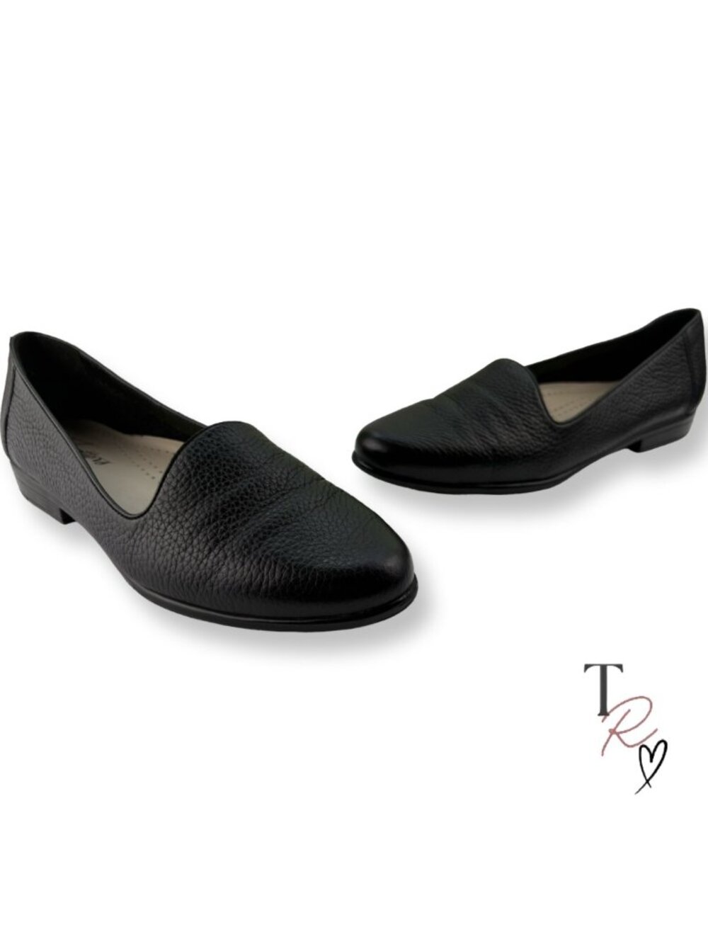 Trotters Liz Tumbled Black Leather Preppy Loafers Flats Comfort Shoes Size 7.5